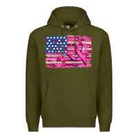 Army Green american flag and  cancer ribbon pattern Premium Hoodie - AdoDesignShop