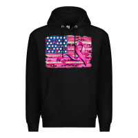 Black american flag and  cancer ribbon pattern Premium Hoodie - AdoDesignShop