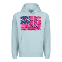 Blue Mist american flag and  cancer ribbon pattern Premium Hoodie - AdoDesignShop