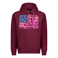 Burgundy american flag and  cancer ribbon pattern Premium Hoodie - AdoDesignShop