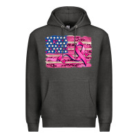 Charcoal Heather american flag and  cancer ribbon pattern Premium Hoodie - AdoDesignShop