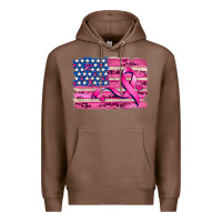Chestnut american flag and  cancer ribbon pattern Premium Hoodie - AdoDesignShop
