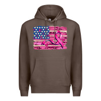 Coffee american flag and  cancer ribbon pattern Premium Hoodie - AdoDesignShop