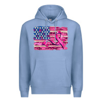 Colony Blue american flag and  cancer ribbon pattern Premium Hoodie - AdoDesignShop