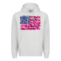 Dove Grey american flag and  cancer ribbon pattern Premium Hoodie - AdoDesignShop