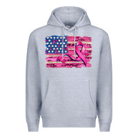 Heather Grey american flag and  cancer ribbon pattern Premium Hoodie - AdoDesignShop