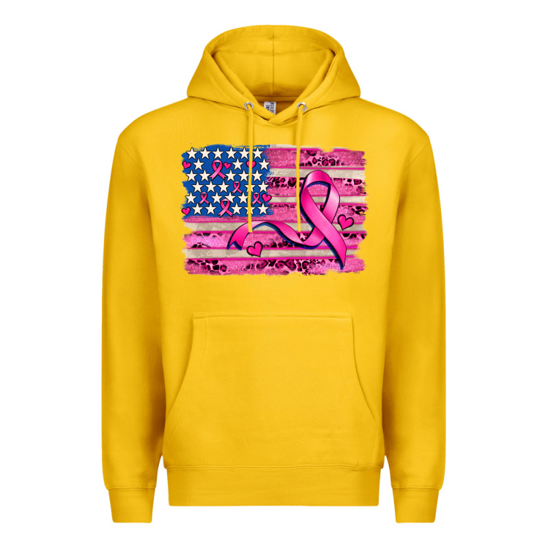 American Flag And  Cancer Ribbon Pattern Premium Hoodie by AdoDesignShop | Teevron