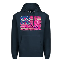 Navy american flag and  cancer ribbon pattern Premium Hoodie - AdoDesignShop