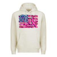 Oatmeal Heather american flag and  cancer ribbon pattern Premium Hoodie - AdoDesignShop
