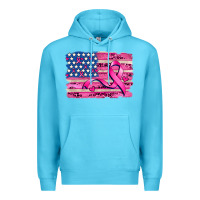 Ocean Blue american flag and  cancer ribbon pattern Premium Hoodie - AdoDesignShop