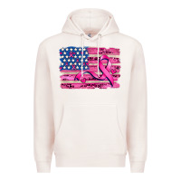 Pale Pink american flag and  cancer ribbon pattern Premium Hoodie - AdoDesignShop