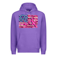 Purple american flag and  cancer ribbon pattern Premium Hoodie - AdoDesignShop