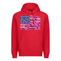 Red american flag and  cancer ribbon pattern Premium Hoodie - AdoDesignShop