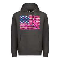 Smoke american flag and  cancer ribbon pattern Premium Hoodie - AdoDesignShop