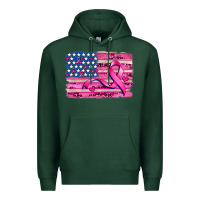 Sports Green american flag and  cancer ribbon pattern Premium Hoodie - AdoDesignShop
