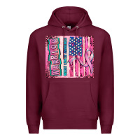 Warrior Breast Cancer And American Flag Premium Hoodie | Teevron