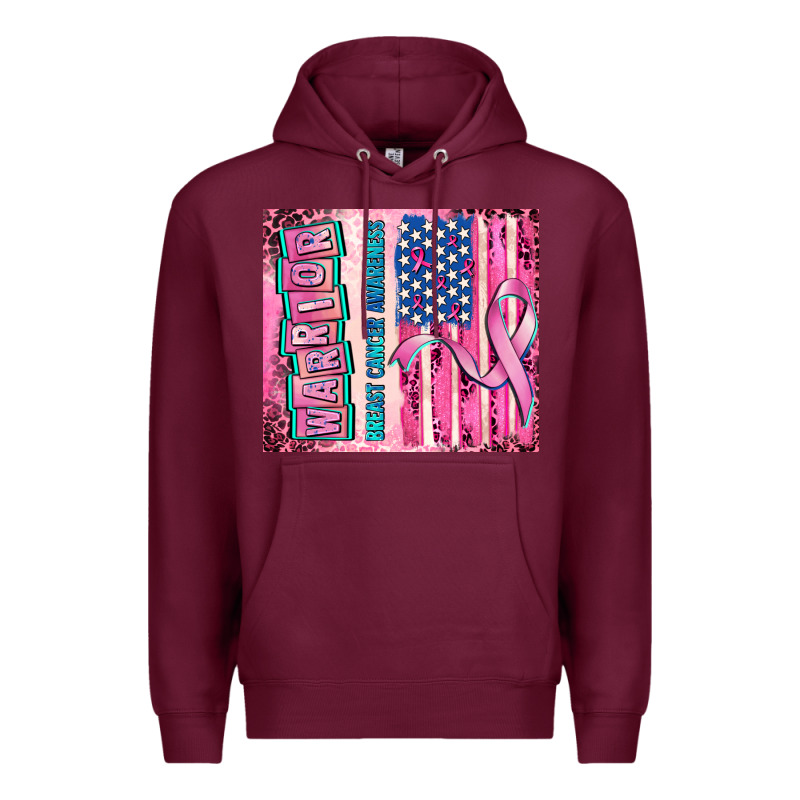 Warrior Breast Cancer And American Flag Premium Hoodie by AdoDesignShop | Teevron