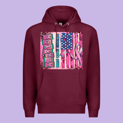 Warrior Breast Cancer And American Flag Premium Hoodie Designed By Adodesignshop
