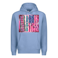 Colony Blue warrior breast cancer and american flag Premium Hoodie - AdoDesignShop