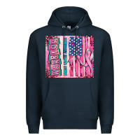 Navy warrior breast cancer and american flag Premium Hoodie - AdoDesignShop