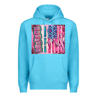 Ocean Blue warrior breast cancer and american flag Premium Hoodie - AdoDesignShop