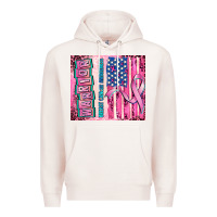 Pale Pink warrior breast cancer and american flag Premium Hoodie - AdoDesignShop