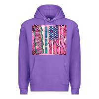 Purple warrior breast cancer and american flag Premium Hoodie - AdoDesignShop