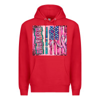 Red warrior breast cancer and american flag Premium Hoodie - AdoDesignShop