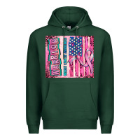 Sports Green warrior breast cancer and american flag Premium Hoodie - AdoDesignShop