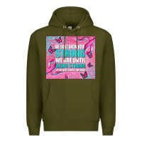 Army Green pink ribbon cancer Premium Hoodie - AdoDesignShop