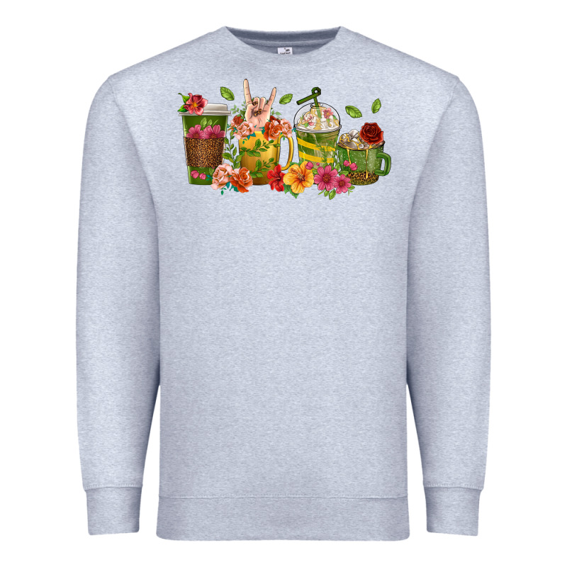 Floral Hustler Coffee Cups Premium Sweatshirt by texasbilliewilder | Teevron