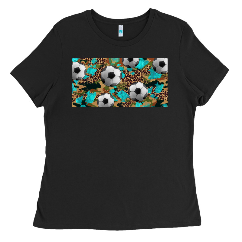 Western Leopard Camouflage Turquoise Soccer Licence Plate Template Ladies Tee by Artiststas | Teevron
