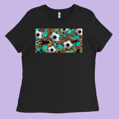 Western Leopard Camouflage Turquoise Soccer Licence Plate Template Ladies Tee Designed By Artiststas