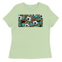 Matcha western leopard camouflage turquoise soccer licence plate template Ladies Tee - Artiststas
