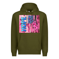 Army Green hope  breast cancer and american flag Premium Hoodie - AdoDesignShop