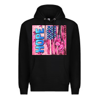 Black hope  breast cancer and american flag Premium Hoodie - AdoDesignShop
