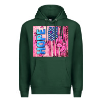 Sports Green hope  breast cancer and american flag Premium Hoodie - AdoDesignShop
