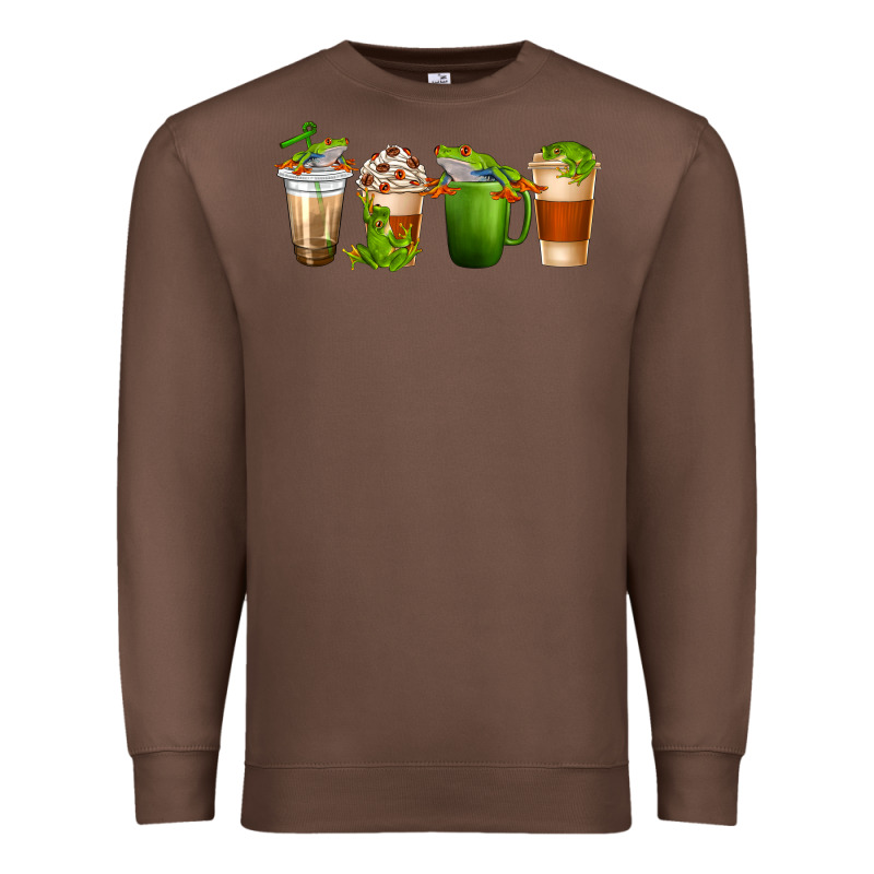 Frog Coffee Cups Premium Sweatshirt by texasbilliewilder | Teevron