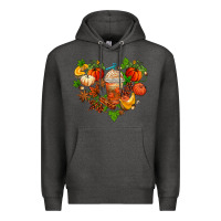Charcoal Heather fall pumpkin heart Premium Hoodie - AdoDesignShop