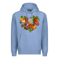 Colony Blue fall pumpkin heart Premium Hoodie - AdoDesignShop