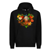 Black fall pumpkin heart Premium Hoodie - AdoDesignShop