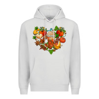 Dove Grey fall pumpkin heart Premium Hoodie - AdoDesignShop