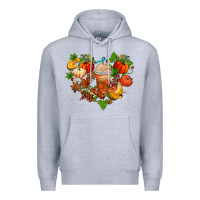 Heather Grey fall pumpkin heart Premium Hoodie - AdoDesignShop