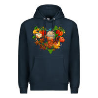 Navy fall pumpkin heart Premium Hoodie - AdoDesignShop
