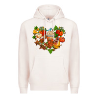 Pale Pink fall pumpkin heart Premium Hoodie - AdoDesignShop