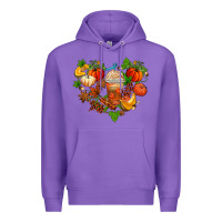 Purple fall pumpkin heart Premium Hoodie - AdoDesignShop