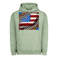 Pigment Oil Green American flag and racee flag Urban Hoodie - AdoDesignShop