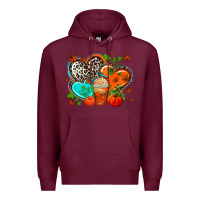 Burgundy western leopard  fall   hearts Premium Hoodie - AdoDesignShop