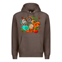 Coffee western leopard  fall   hearts Premium Hoodie - AdoDesignShop
