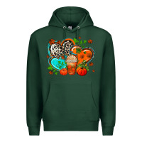 Sports Green western leopard  fall   hearts Premium Hoodie - AdoDesignShop